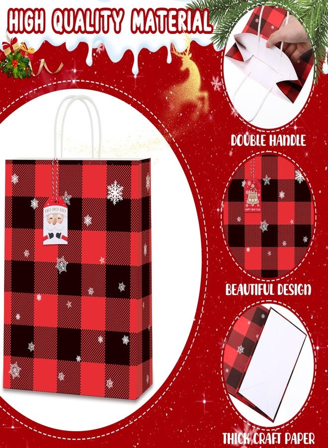 اياستي مجموعة إيستي المكونة من 24 قطعة من أكياس هدايا عيد الميلاد، أكياس هدايا كرافت مزينة بـ 48 ملصقًا، 3 أحجام، أكياس حلوى وهدايا عيد الميلاد لتزيين حفلات عيد الميلاد وتغليف هدايا الشتاء، لوازم الحفلات - Image 2